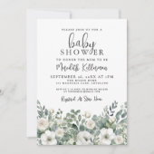 Invitation Fleurs de verdure Eucalyptus Baby Shower (Devant)