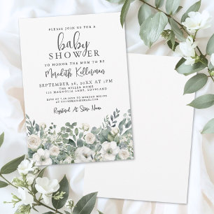 Invitation Fleurs de verdure Eucalyptus Baby Shower