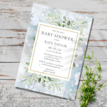Fleurs de verdure Flocons de neige Baby Shower | S