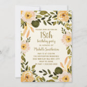 Invitation Fleurs de verdure florale crème jaune 18e annivers (Devant)