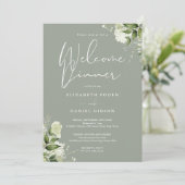 Invitation Fleurs de verdure Sage Vert Bienvenue Dîner (Debout devant)