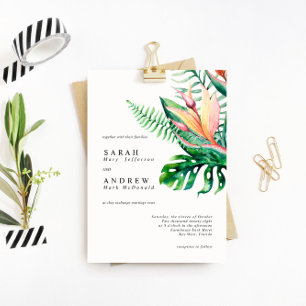 Invitation Fleurs de verdure tropicale Mariage minimal modern