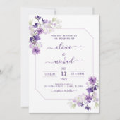 Invitation Fleurs de verdure violettes poussiéreuses de maria (Devant)