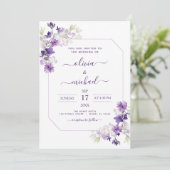 Invitation Fleurs de verdure violettes poussiéreuses de maria (Debout devant)