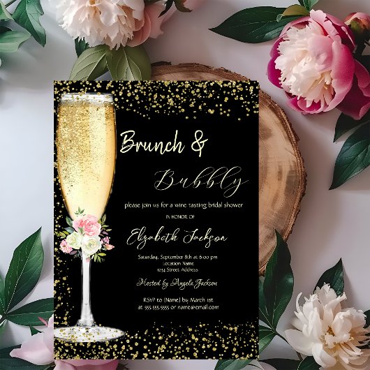 Invitation Fleurs de Verre de Champagne Diamants