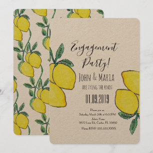 Invitation Fleurs de vigne au citron aquarelle Kraft de maria