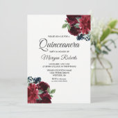 Invitation Fleurs de vin rouge de Bourgogne Quinceanera Invit (Debout devant)
