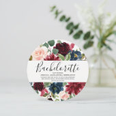 Invitation Fleurs de vin rouge moderne Bachelorette Party (Debout devant)