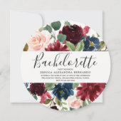 Invitation Fleurs de vin rouge moderne Bachelorette Party (Devant)