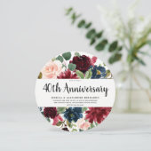 Invitation Fleurs de vin rouge rubis 40e anniversaire de mari (Debout devant)