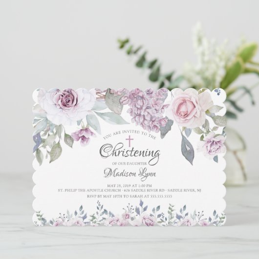 Invitation Fleurs de violet d'aquarelle (Debout devant)