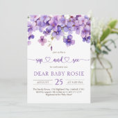 Invitation Fleurs de violet délicieuses printemps Sip bébé et (Debout devant)