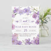 Invitation Fleurs de violet délicieuses printemps Sip bébé et (Debout devant)