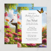 Invitation Fleurs de Zinnia Fleurie Joyeux Anniversaire (Devant / Derrière)