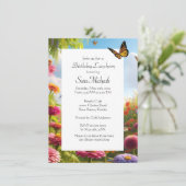 Invitation Fleurs de Zinnia Fleurie Joyeux Anniversaire (Debout devant)