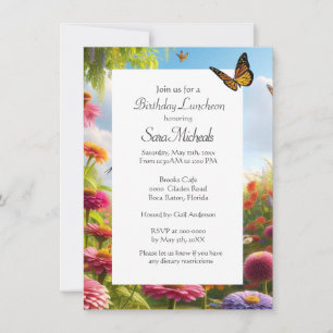 Invitation Fleurs de Zinnia Joyeux Anniversaire Fleurs