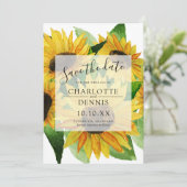 Invitation Fleurs d'eau couleur bleu marine enregistrer la da (Debout devant)