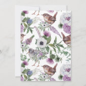 Invitation Fleurs d'Écosse Oiseaux Douce eau Mariage (Dos)