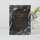 Invitation Fleurs défilantes Halloween Orange foncé Spooky (Debout devant)