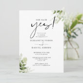 Invitation Fleurs d'élégante verdure Photo de fiançailles (Debout devant)