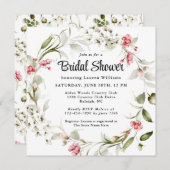 Invitation Fleurs délicates Aquarelle Fête des mariées floral (Devant / Derrière)
