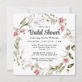 Invitation Fleurs délicates Aquarelle Fête des mariées floral (Devant)
