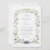Invitation Fleurs Délicates | Blason de Mariage Sur Mesure (Devant)