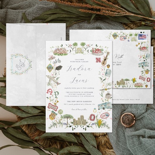 Invitation Fleurs Délicates | Blason de Mariage Sur Mesure