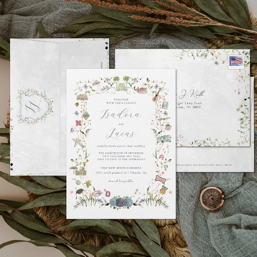 Invitation Fleurs Délicates | Blason de Mariage Sur Mesure
