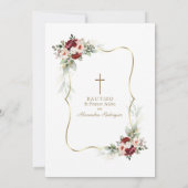 Invitation Fleurs délicates blush blanc 1er anniversaire bapt (Dos)