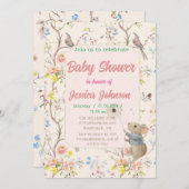 Invitation fleurs délicates et feuille à la chinoise (Devant / Derrière)