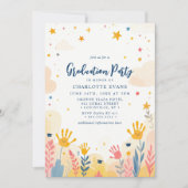 Invitation Fleurs d'empreintes digitales Kindergarten Grad Ph (Devant)