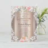 Invitation Fleurs, Dentelle, Tiara Quinceañera (Debout devant)