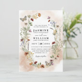 Invitation Fleurs des champs Élégant Rustique Moderne Code QR (Debout devant)