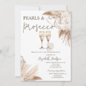 Invitation Fleurs des Pampas Perles Prosecco Enterrement de V (Devant)