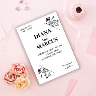 Invitation Fleurs dessinées à la main avec style