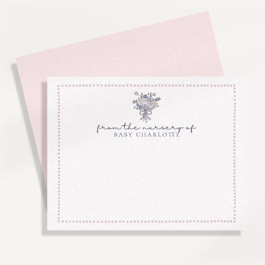 Invitation Fleurs dessinées à la main, cadre pointillé de la