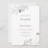 Invitation Fleurs dessinées à la main Mariage d'aquarelle rus (Devant)