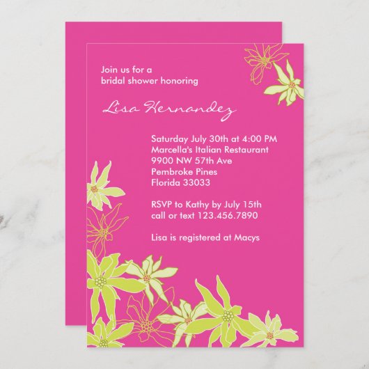 Invitation Fleurs d'été (Devant / Derrière)