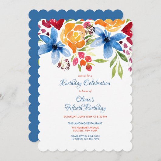Invitation Fleurs d'été (Devant / Derrière)