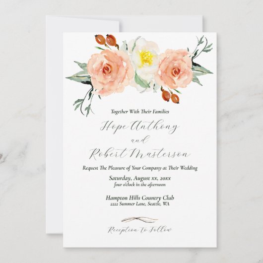 Invitation Fleurs d'été brillantes Mariage (Devant)