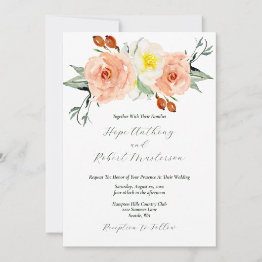 Invitation Fleurs d'été brillantes Mariage avec RSVP (Devant)