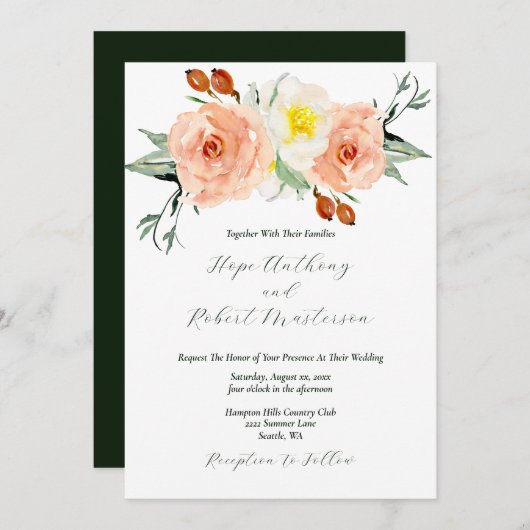 Invitation Fleurs d'été brillantes Mariage avec RSVP (Devant / Derrière)