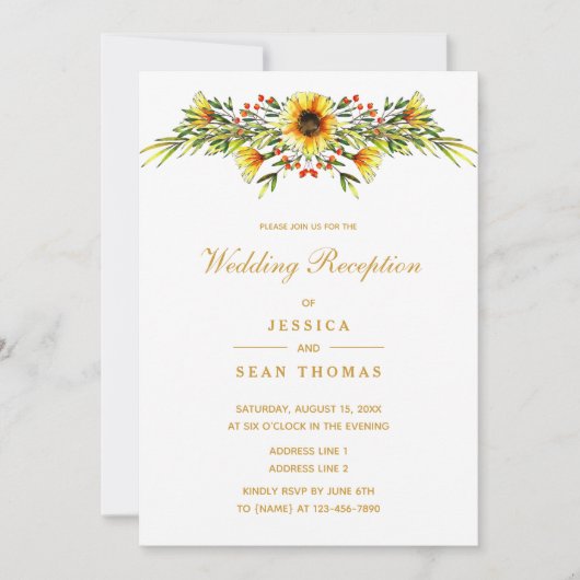 Invitation Fleurs d'été décoratives Réception de mariage (Devant)