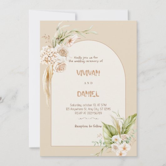 Invitation Fleurs d'été élégantes pour mariage (Devant)