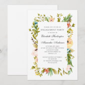 Invitation Fleurs d'été. Jardin de fiançailles florales (Devant / Derrière)