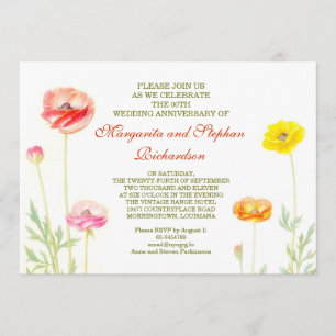 Invitation fleurs d'été jardin mariage anniversaire