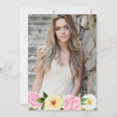 Invitation Fleurs d'été jaunes et roses Photo Sweet 16 (Dos)