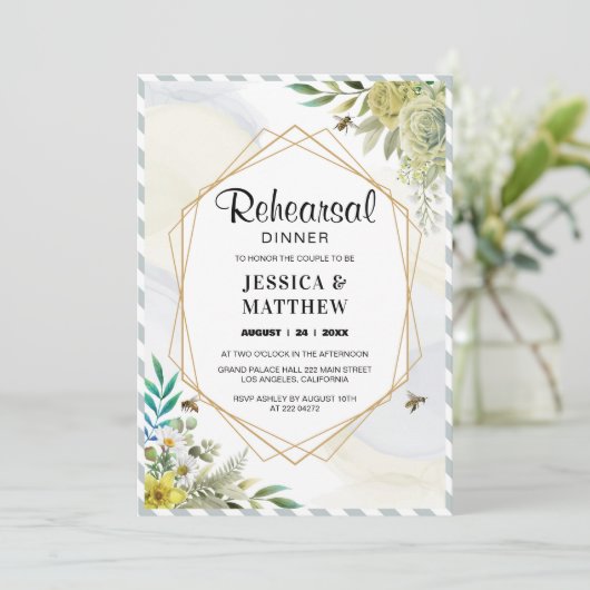 Invitation Fleurs d'été Lecture de cadre doré (Debout devant)