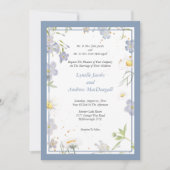 Invitation Fleurs d'été Mariage bleu avec RSVP (Devant)